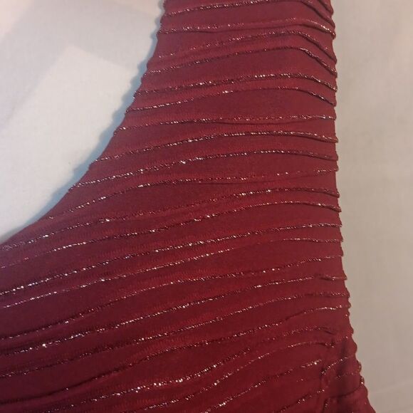Lane Bryant Elegant Burgandy Silver Shimmer Sleeveless Dress - Picture 3 of 9